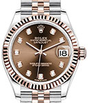 Midsize Datejust 31mm in Steel with Rose Gold Fluted Bezel on Jubilee Bracelet with Chocolate Diamond Dial