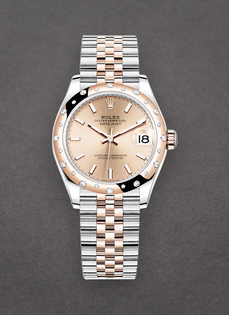 Rolex Unworn Datejust 31mm in Steel with Rose Gold 24 Diamond Bezel