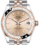 Datejust 31mm in Steel with Rose Gold 24 Diamond Bezel on Jubilee Bracelet with Pink Stick Dial