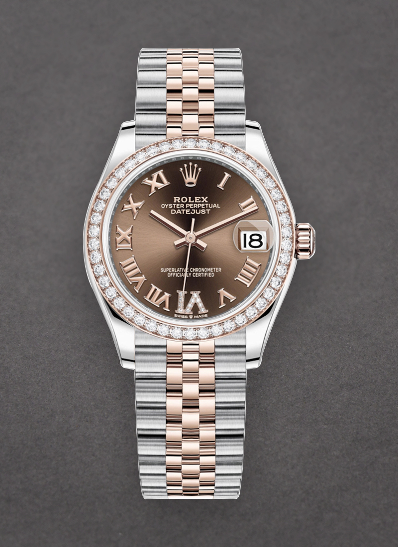 Rolex Unworn Datejust 31mm in Steel with Rose Gold Diamond Bezel