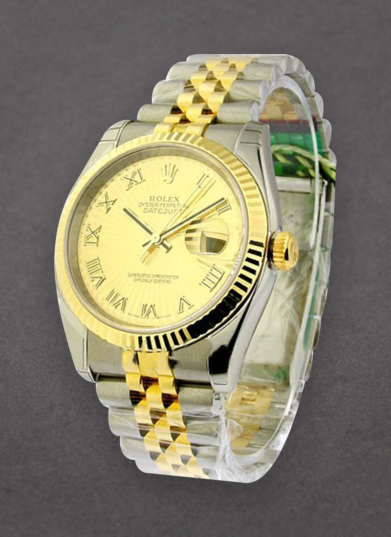 Pre-Owned Rolex Datejust 36mm in Steel with Yellow Gold Fluted Bezel