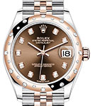 Datejust 31mm in Steel with Rose Gold 24 Diamond Bezel on Jubilee Bracelet with Chocolate Diamond Dial
