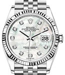 Datejust 36mm in Steel and White Gold Fluted Bezel on Jubilee Bracelet with MOP Diamond Dial