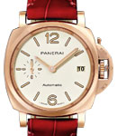 PAM01045 - Luminor Due 38mm in Rose Gold on Red Crocodile Leather Strap with Ivory Dial