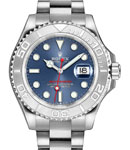 Yachtmaster 40mm in Steel with Platinum Bezel on Oyster Bracelet with Blue Dial