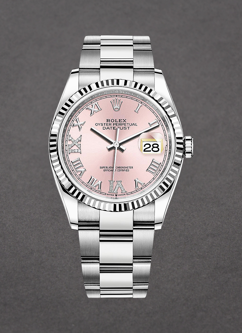 Rolex Unworn Datejust 36mm in Steel and White Gold Fluted Bezel