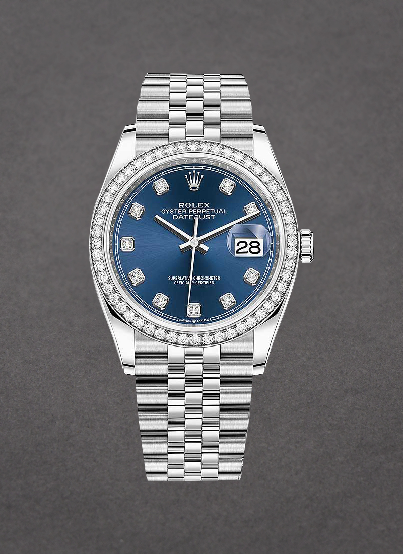 Rolex Unworn Datejust 36mm in Steel with Diamond Bezel