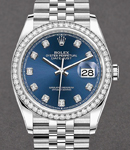 Datejust 36mm in Steel with Diamond Bezel on Steel Jubilee Bracelet with Blue Diamond Dial