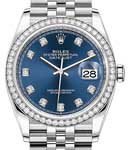 Datejust 36mm in Steel with Diamond Bezel on Steel Jubilee Bracelet with Blue Diamond Dial