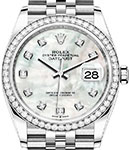 Datejust 36mm in Steel with Diamond Bezel on Steel Jubilee Bracelet with White MOP Diamond Dial