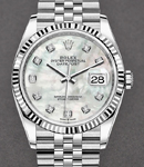 Datejust 36mm in Steel with Diamond Bezel on Steel Jubilee Bracelet with White MOP Diamond Dial