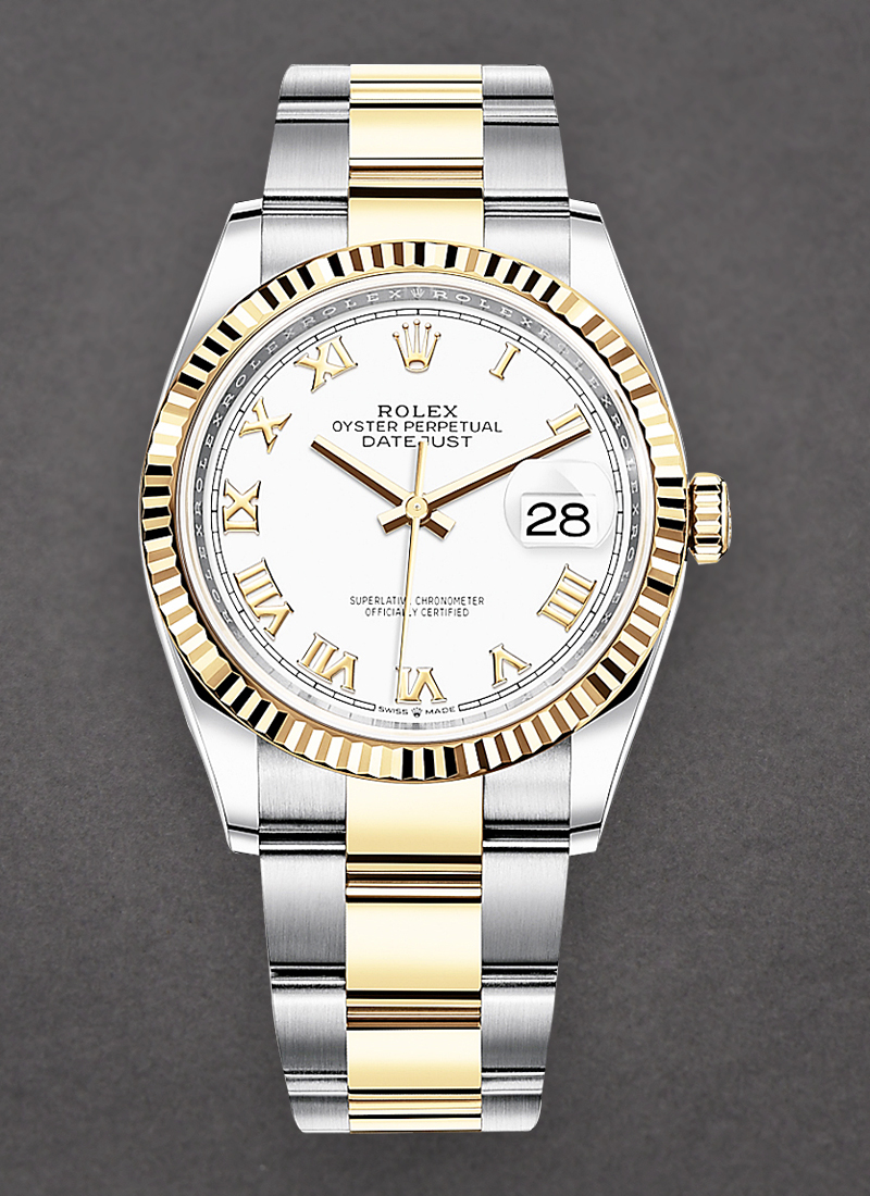 Pre-Owned Rolex Datejust 36mm in Steel with Yellow Gold Fluted Bezel