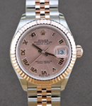 Lady's Datejust 26mm in Steel with Rose Gold Fluted Bezel on Jubilee Bracelet with Sundust Roman Dial