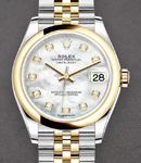 Datejust 31mm in Steel with Yellow Gold Domed Bezel on Jubilee Bracelet with MOP Diamond Dial