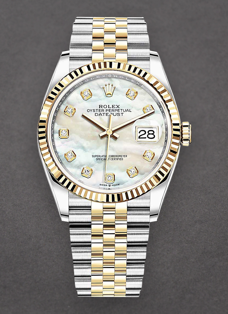 Pre-Owned Rolex Datejust 36mm in Steel with Yellow Gold Fluted Bezel