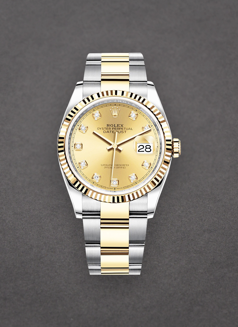 Pre-Owned Rolex Datejust 36mm in Steel with Yellow Gold Fluted Bezel