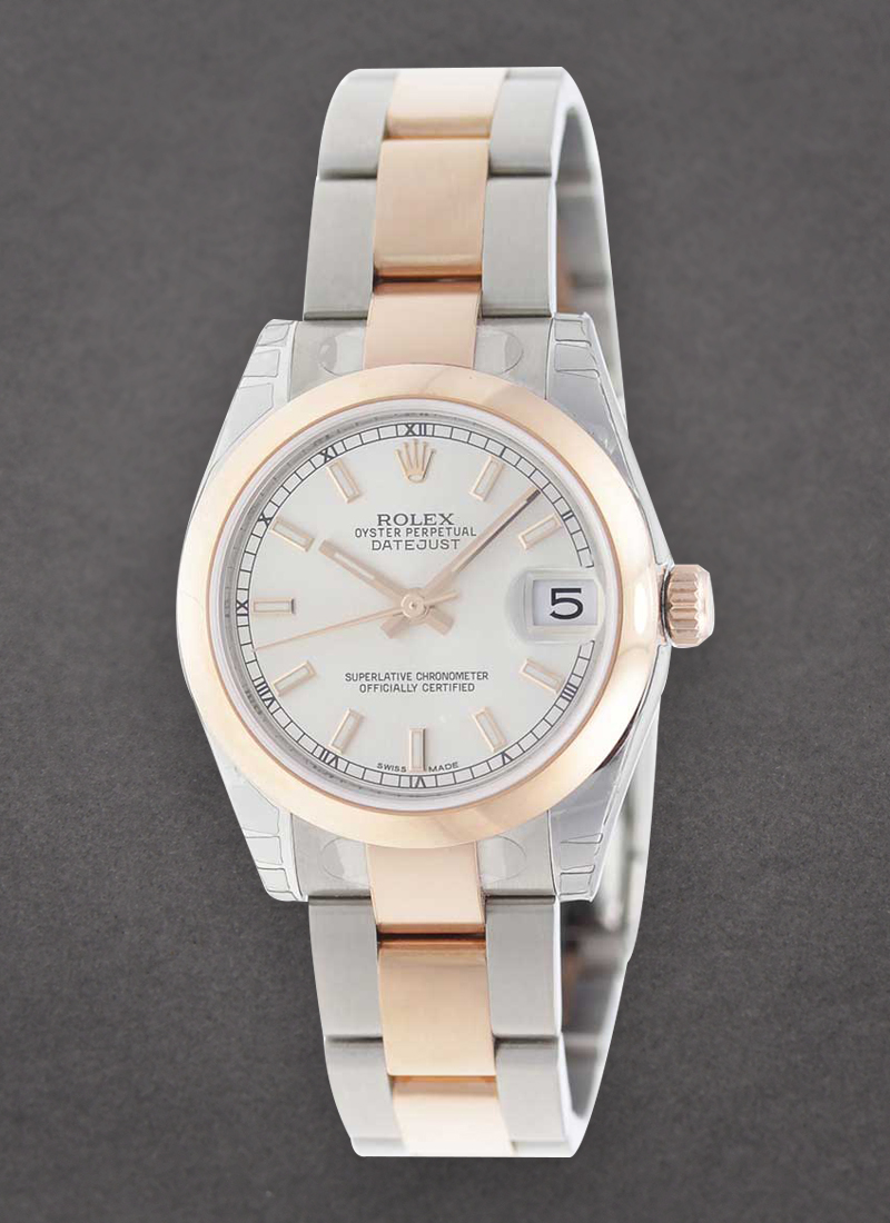 Pre-Owned Rolex Datejust 31mm Ladies in Steel with Rose Gold Smooth Bezel