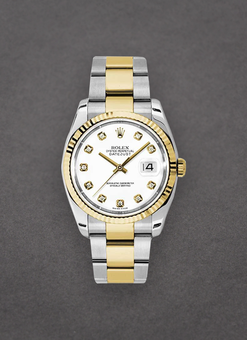 Pre-Owned Rolex Datejust 36mm in Steel with Yellow Gold Fluted Bezel