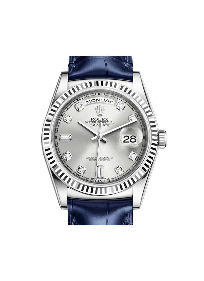 Rolex Unworn President Day-Date in White Gold with Fluted Bezel