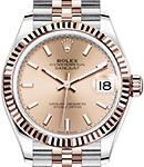 Midsize Datejust 31mm in Steel with Rose Gold Fluted Bezel on Jubilee Bracelet with Pink Stick Dial