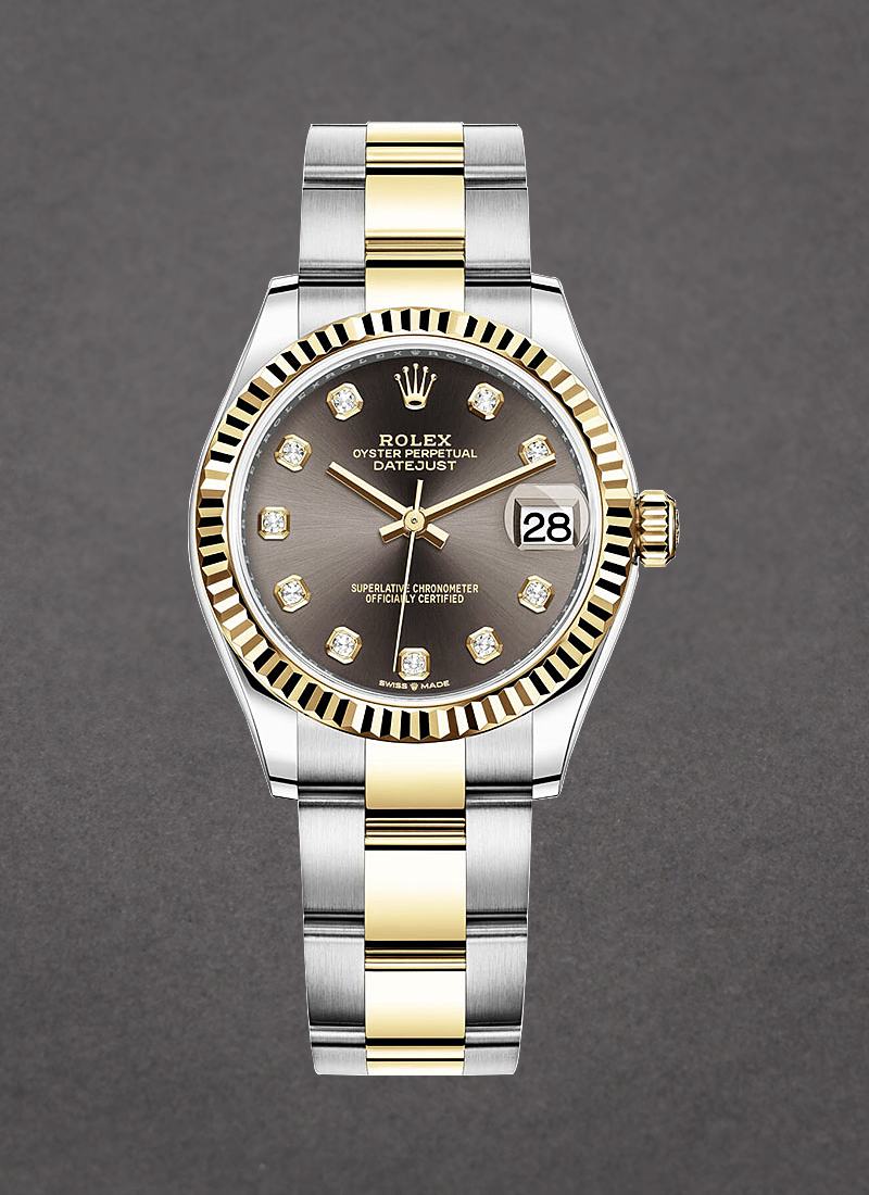 Rolex Unworn Midsize Datejust 31mm in Steel with Yellow Gold Fluted Bezel