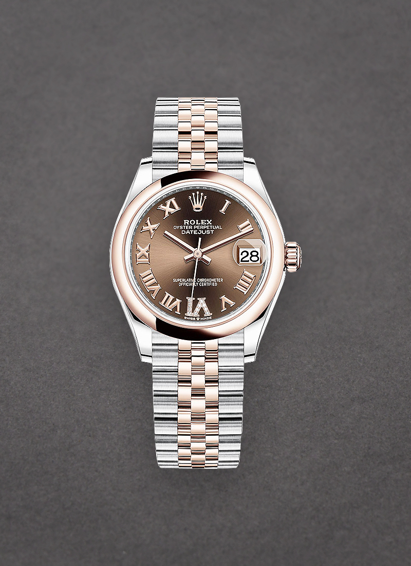 Rolex Unworn Midsize Datejust 31mm in Steel with Rose Gold Domed Bezel