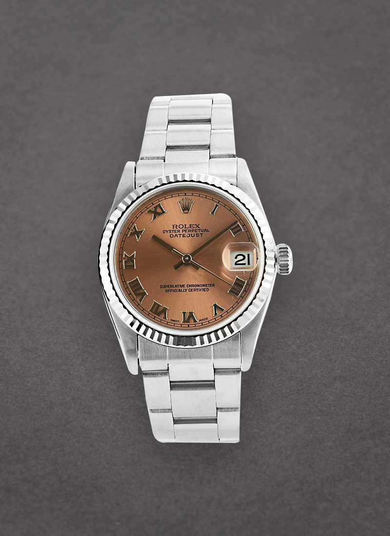 Pre-Owned Rolex Lady's 26mm Datejust in Steel with White Gold Fluted Bezel