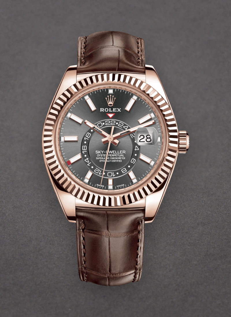 Pre-Owned Rolex Sky Dweller 42mm in Rose Gold with Fluted Bezel