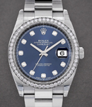 Datejust 36mm in Steel with Diamond Bezel on Steel Oyster Bracelet with Blue Diamond Dial