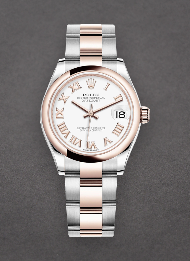 Rolex Unworn Midsize Datejust 31mm in Steel with Rose Gold Domed Bezel