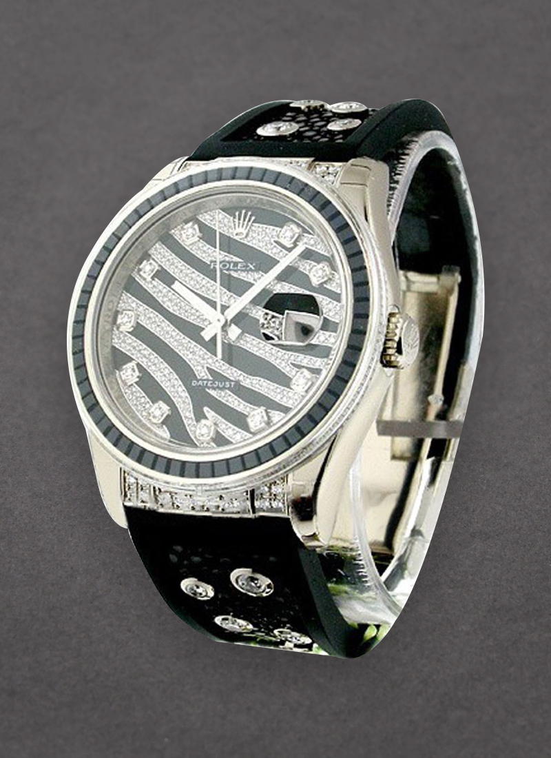 Pre-Owned Rolex Zebra Special Edition - Royal Black 116199 in White Gold with Baguette Black Sapphires