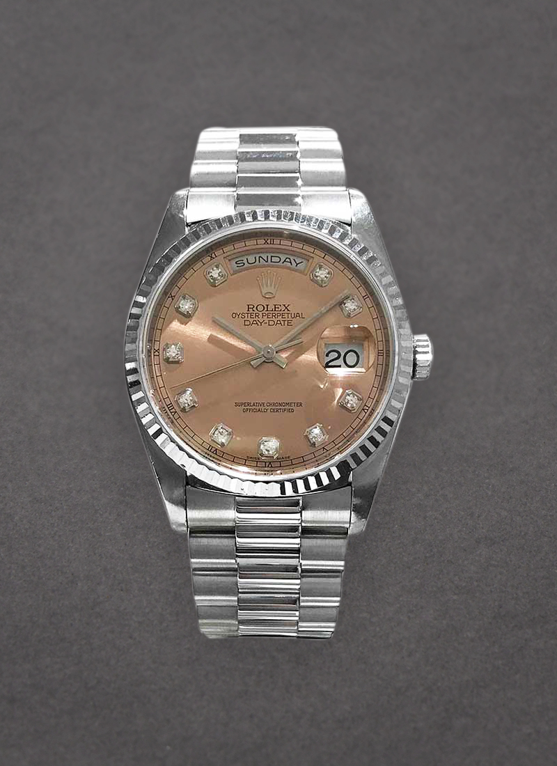 Pre-Owned Rolex President 36mm White Gold with Fluted Bezel