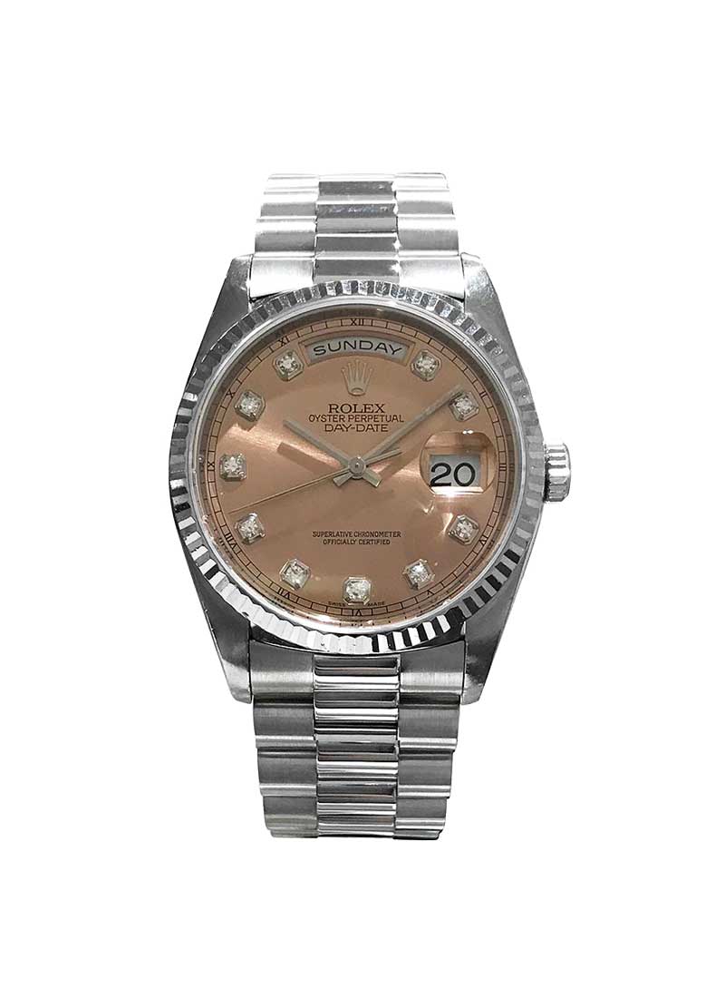 Pre-Owned Rolex President 36mm White Gold with Fluted Bezel