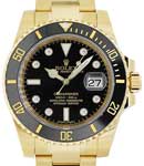 Submariner 40mm in Yellow Gold with Black Engraved Bezel on Bracelet with Black Diamond Dial