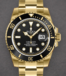 Submariner 40mm in Yellow Gold with Black Engraved Bezel on Bracelet with Black Diamond Dial