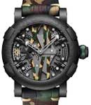 Steampunk 50mm Automatic Camo in Black PVD Stainless Steel on Camouflage Alligator Leather Strap with Black Dial - Camouflage Printed Numeral