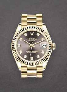 Rolex Unworn 278278Greydd President 31mm Mid Size in Yellow Gold with Fluted Bezel 278278Greydd