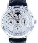 Equation of Time New York in White Gold on Back Leather Strap with Silver Dial