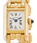 Tank Louis Mini in Yellow Gold on Yellow Gold Bracelet with Silver Dial