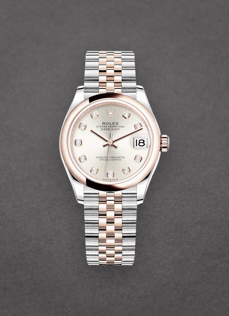 Rolex Unworn Midsize Datejust 31mm in Steel with Rose Gold Domed Bezel