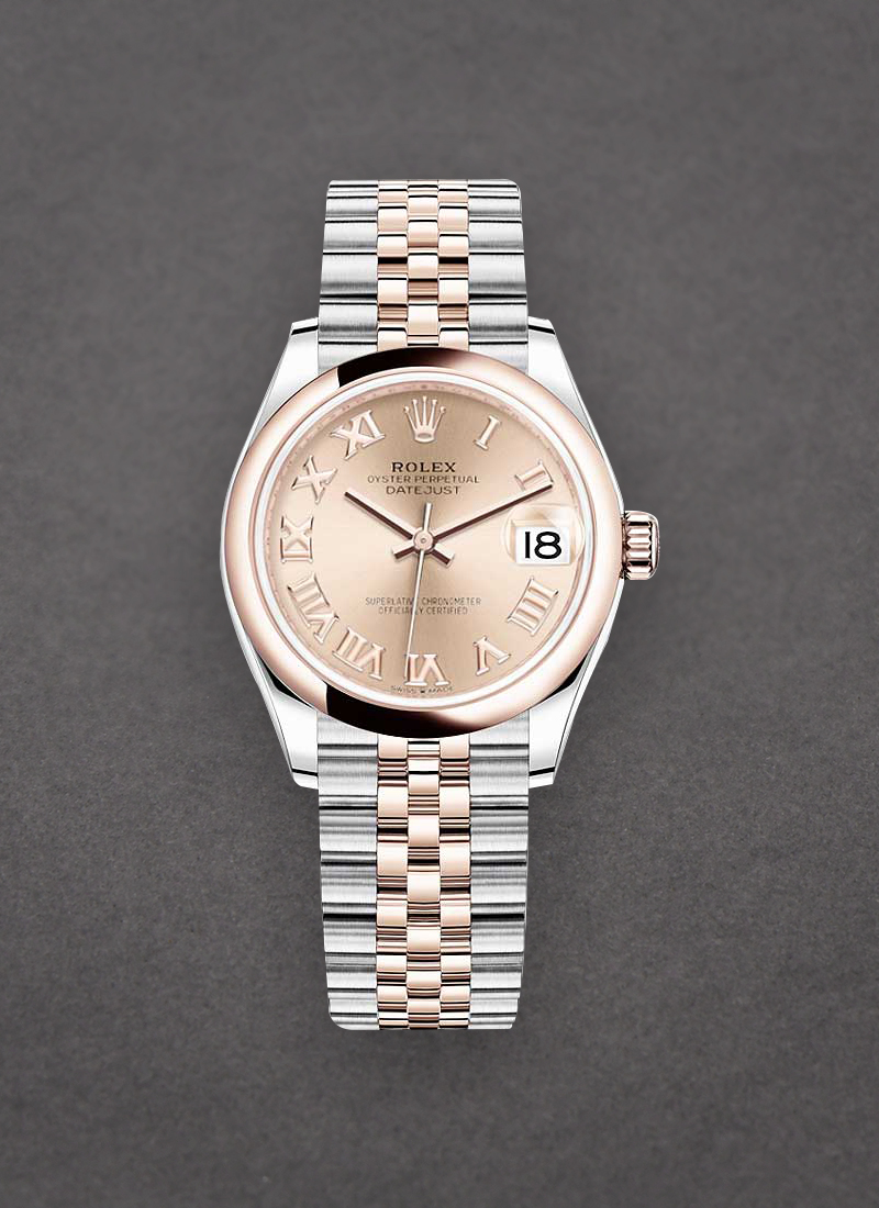 Rolex Unworn Midsize Datejust 31mm in Steel with Rose Gold Domed Bezel