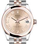 Midsize Datejust 31mm in Steel with Rose Gold Domed Bezel on Jubilee Bracelet with Pink Roman Dial