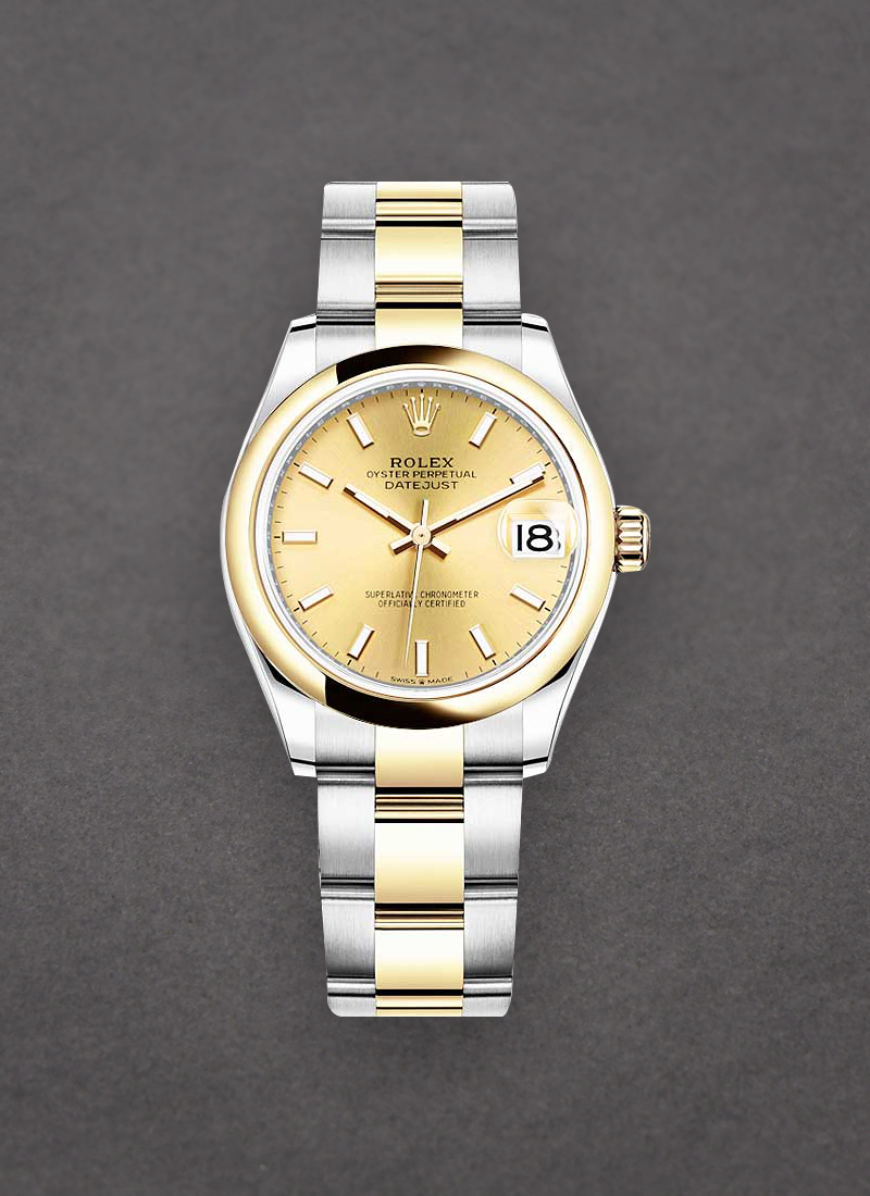 Rolex Unworn Datejust 31mm in Steel with Yellow Gold Domed Bezel