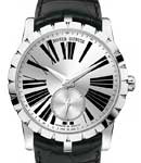 Excalibur Mens 36mm Automatic in Steel on Black Alligator Leather Strap with Silver Dial