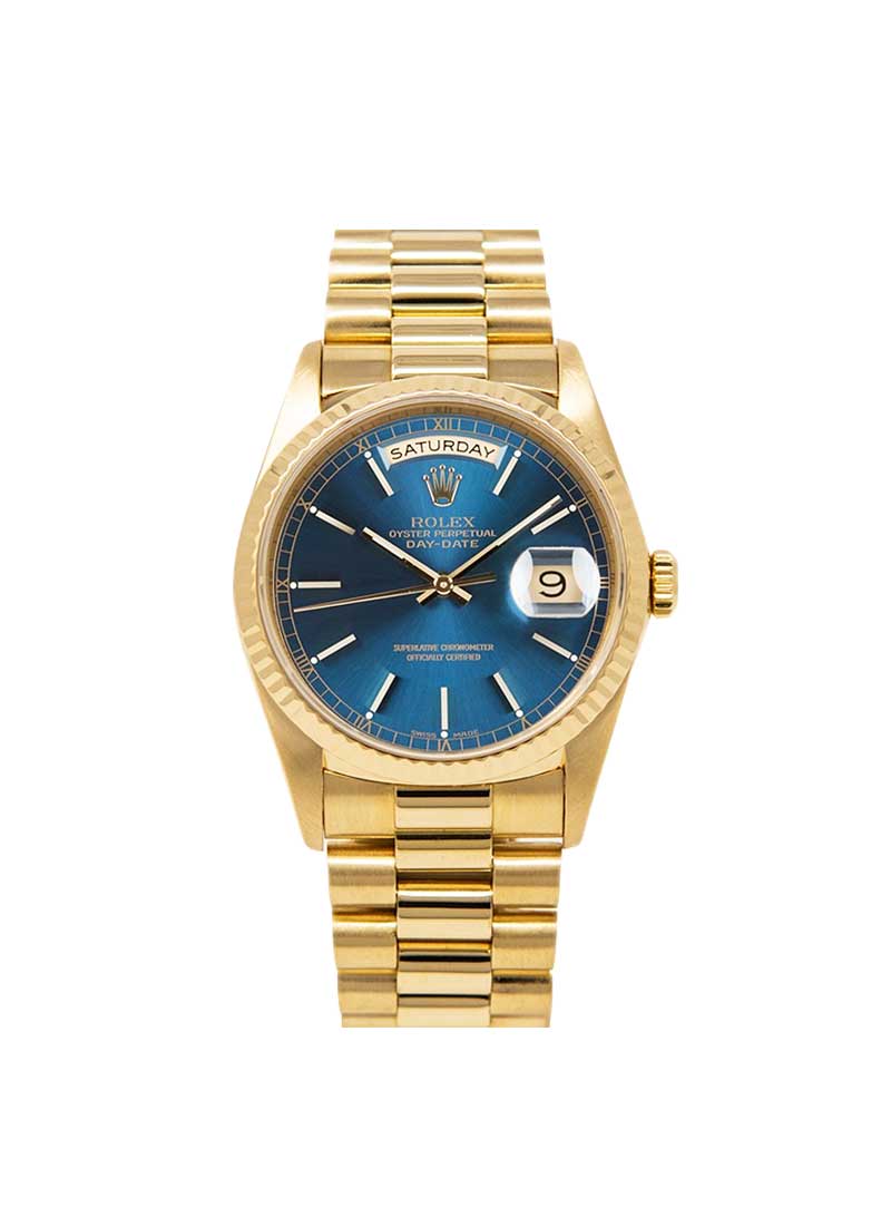 Pre-Owned Rolex Presidential 36mm Day Date in Yellow Gold with Fluted Bezel