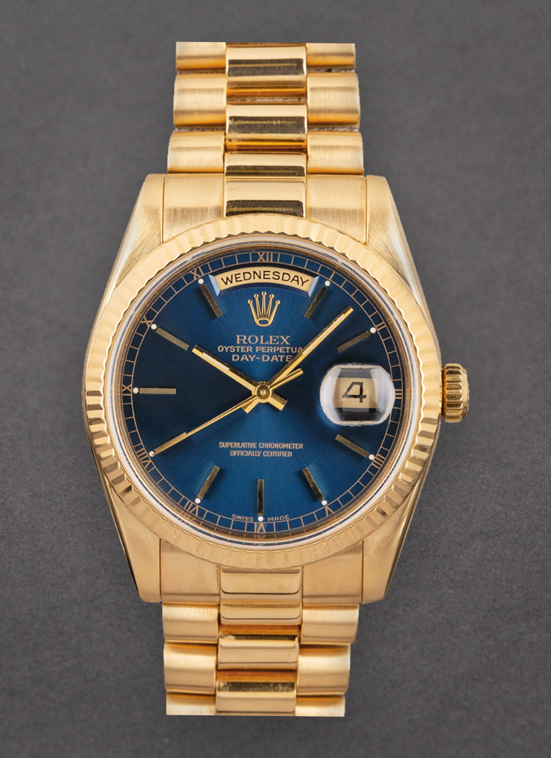 Pre-Owned Rolex Presidential 36mm Day Date in Yellow Gold with Fluted Bezel