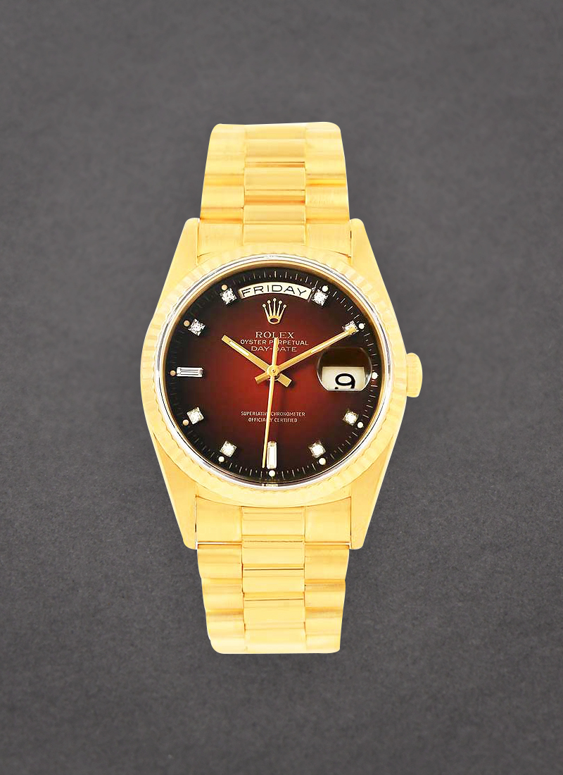 Pre-Owned Rolex Day Date 36mm President in Yellow Gold with Fluted Bezel