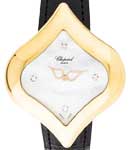 Pushkin Quartz in Yellow Gold on Black Crocodile Leather Strap with MOP Diamond Dial