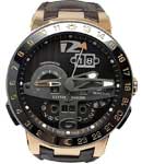 El Toro Perpetual Calendar in Rose Gold with Black Ceramic Bezel on Brown Crocodile Leather Strap with Black Dial