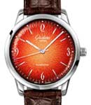 Sixties Annual Edition in Steel on Brown Crocodile Leather Strap with Fiery Orange Dial